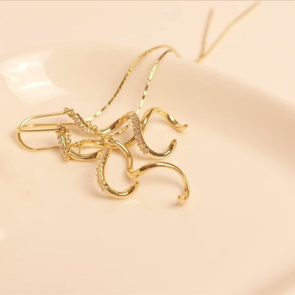 Gold Long Chain Threader Earrings for Women - Fashion Statement Drop Dangle Thre - Picture 5 of 6